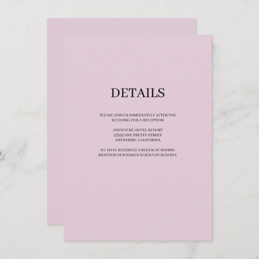 Lila moderne Hochzeitskarte Begleitkarte (Vorne/Hinten)