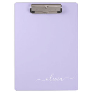 Lila moderne kalligrafische Mädchen-Monogramm-Name Klemmbrett
