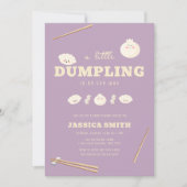 Lila moderne kawaii Bao-Dumpling-Baby-Party Einladung (Vorderseite)