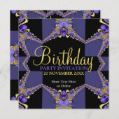 Lila moderne Mädchen Geburtstagsfeierlichkeiten Einladung (Vorne/Hinten)