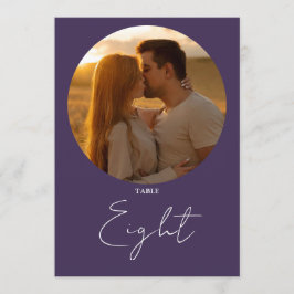 Lila Moderne Minimalistische Script-Tischnummer Einladung