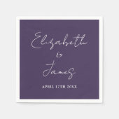 Lila moderne Minimalistische Skripthochzeit Serviette (Vorderseite)