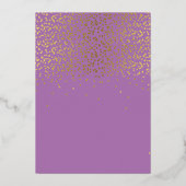 Lila moderne NAMES Einfache Hochzeit Folieneinladung (Rückseite)