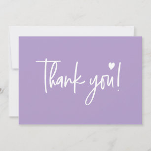 Lila moderne Schrift Baby Shower Dankeskarte