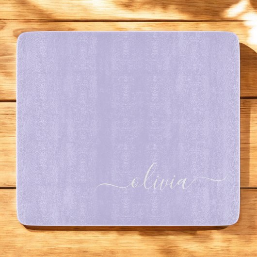 Lila moderne Schriftzug Mädchen-Monogramm-Name Schneidebrett