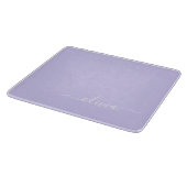 Lila moderne Schriftzug Mädchen-Monogramm-Name Schneidebrett (Ecke)