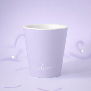 Lila moderne Schriftzug-Monogramm-Name Mädchen Milchtasse