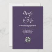 Lila moderne Script QR Code Hochzeit Einladung (Rückseite)