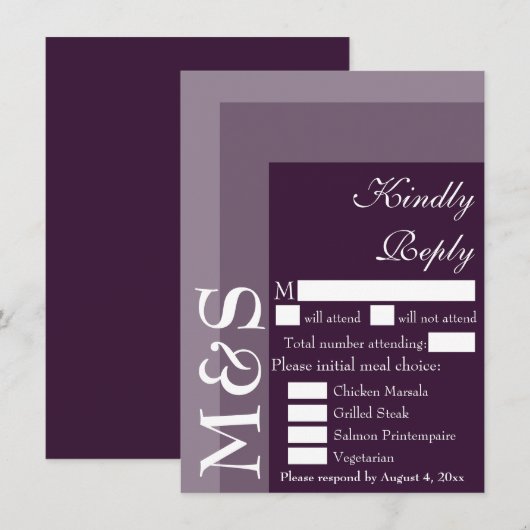 Lila moderne Script-Wedding-RSVP-Karte Dankeskarte (Vorne/Hinten)