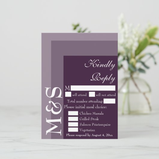 Lila moderne Script-Wedding-RSVP-Karte Dankeskarte (Stehend Vorderseite)