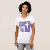 Lila moderne Streifen mit Mode-Silhouette T-Shirt (Vorne ganz)
