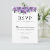 Lila moderne Typografie Elegante Blumenhochzeit RSVP Karte (Stehend Vorderseite)