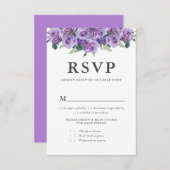 Lila moderne Typografie Elegante Blumenhochzeit RSVP Karte (Vorne/Hinten)