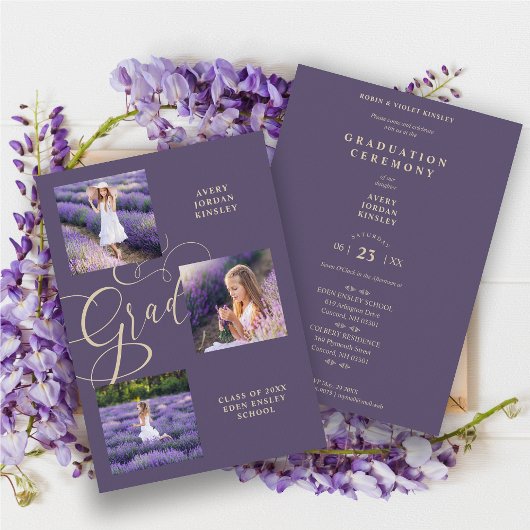 Lila moderne Typografie Grad Drei Foto Pre-K 