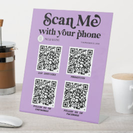 Lila moderne Typografie QR-Code scannbar Sockelschild