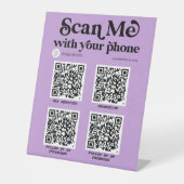 Lila moderne Typografie QR-Code scannbar Sockelschild (Vorderseite)