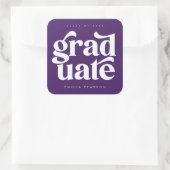 Lila, moderner Abschluss Quadratischer Aufkleber (Tasche)