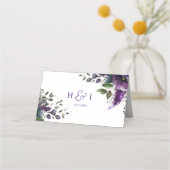 Lila Moderner botanischer Garten Hochzeitsfeier Platzkarte (Rückseite)