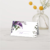Lila Moderner botanischer Garten Hochzeitsfeier Platzkarte (Vorderseite)