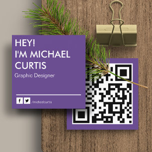 Lila moderner Grafikdesigner QR-Code Quadratische Visitenkarte