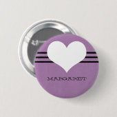 Lila moderner Herzknopf Button (Vorne & Hinten)