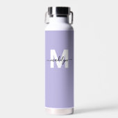 Lila Moderner Name Monogramm Trinkflasche (Vorne)