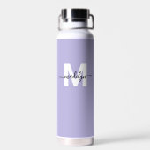 Lila Moderner Name Monogramm Trinkflasche (Rückseite)