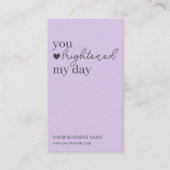 Lila moderner Script QR Code, vielen Dank Visitenkarte (Vorderseite)