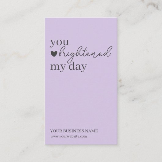 Lila moderner Script QR Code, vielen Dank Visitenkarte (Vorderseite)