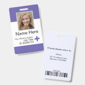 Lila modernes Abzeichen Vorlage Krankenversicherun Ausweis (Front & Back)