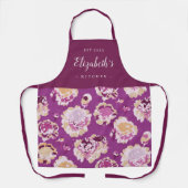 Lila modernes Blumenmuster personalisierte Küche Schürze (Vorderseite)