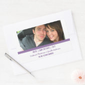 Lila modernes Foto Save the Date Stickers (Umschlag)