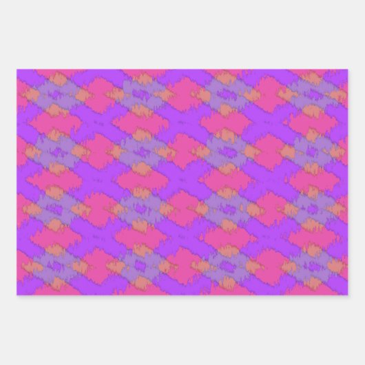 Lila, modernes Ikat-Muster Geschenkpapier Set (Vorderseite)