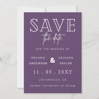 Lila modernes kalligrafisches Foto Save the Date