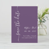 Lila Modernes Minimal Einfaches Elegant Save The Date (Stehend Vorderseite)