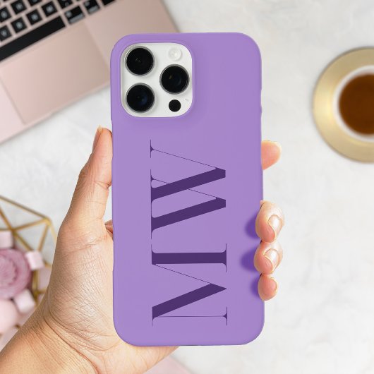 Lila Modernes Minimalistisches Anfangsmonogramm Case-Mate iPhone Hülle