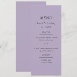 Lila, modernes Minimalistisches einfaches Hochzeit Menükarte