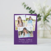 Lila, modernes Script Multi Foto Abschluss Postkarte (Stehend Vorderseite)