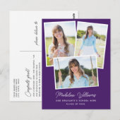 Lila, modernes Script Multi Foto Abschluss Postkarte (Vorne/Hinten)