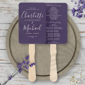 Lila modernes SkriptWedding-Programm Handfan Fächer