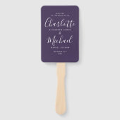 Lila modernes SkriptWedding-Programm Handfan Fächer (Vorderseite)