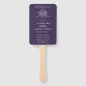 Lila modernes SkriptWedding-Programm Handfan Fächer (Rückseite)