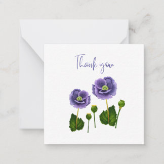 Lila Mohn Danke Flach Notizkarte Mitteilungskarte