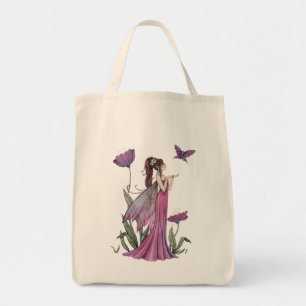 Lila Mohn Fee Fantasy Kunst Öko-Tasche Tragetasche