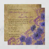 Lila Mohn und Geblüht Vintage Hochzeit Einladung (Vorne/Hinten)