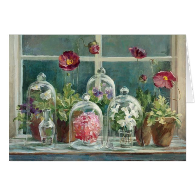 Lila Mohnblumen auf einem Windowsill (Vorderseite (Horizontal))