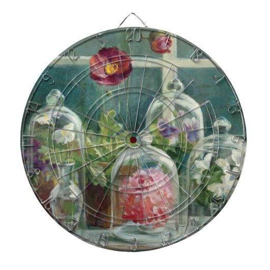 Lila Mohnblumen auf einem Windowsill Dartscheibe (vorne)