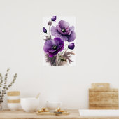 Lila Mohnblumen Blume Art Print Poster (Küche)