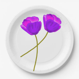 Lila Mohnblumen-Blume Pappteller