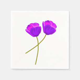 Lila Mohnblumen-Blume Serviette